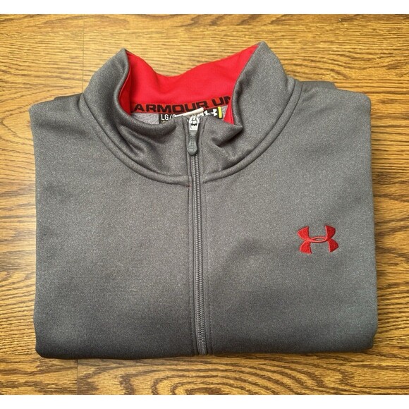Under Armour Men's Large Full Zip Light Jacket Gray & Red SN: 1248905 2014 - Picture 15 of 15